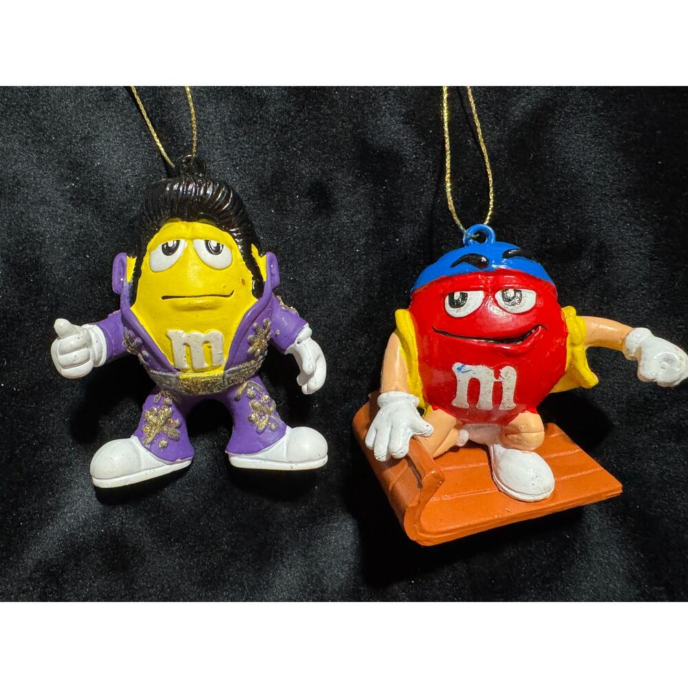 M&Ms Set of 2 Christmas Ornaments Red/Yellow 2012
